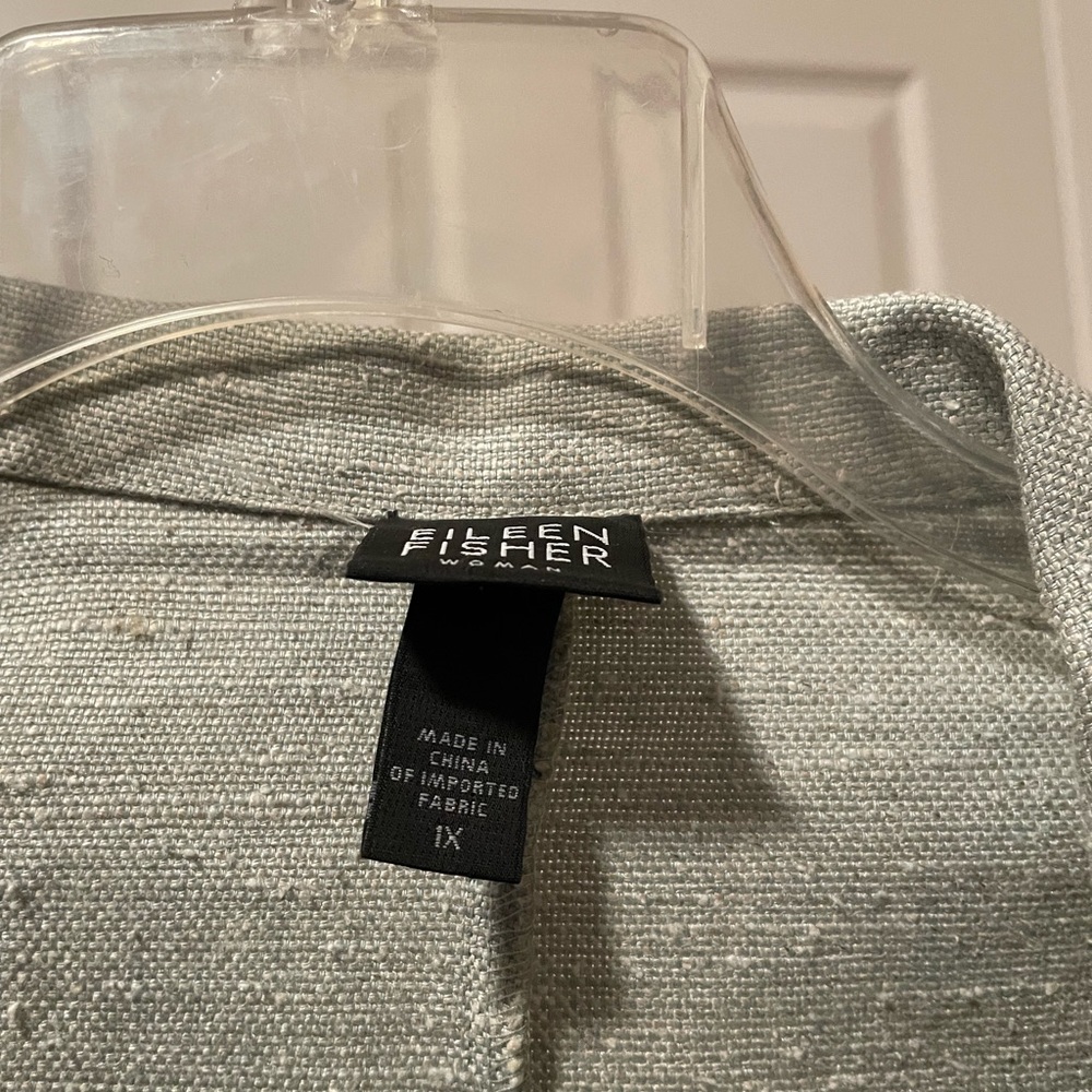 Eileen Fisher Light Sage Green Linen-Blend Blazer - Picture 3 of 5
